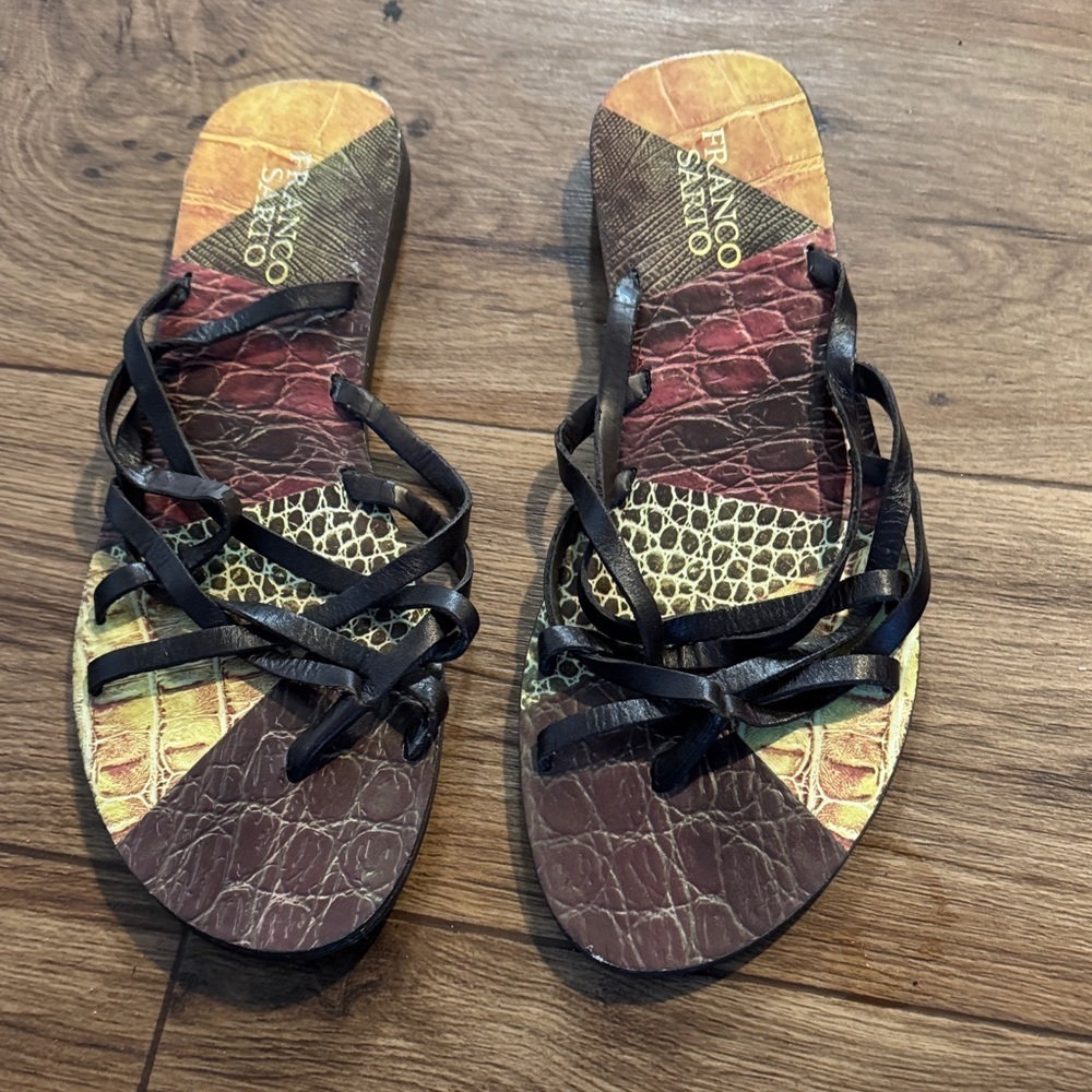 Franco Sarto Black and Multicolor Strappy Sandals
